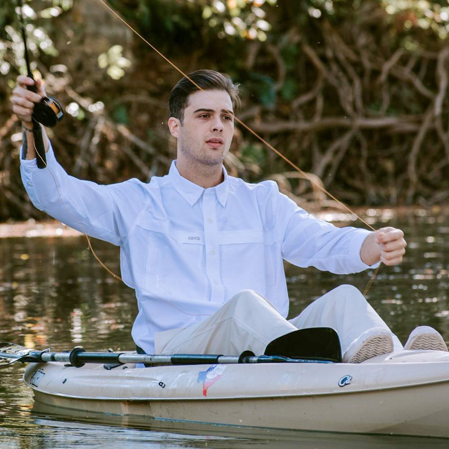 White Explorer Shirt | Long Sleeve-GameGuard