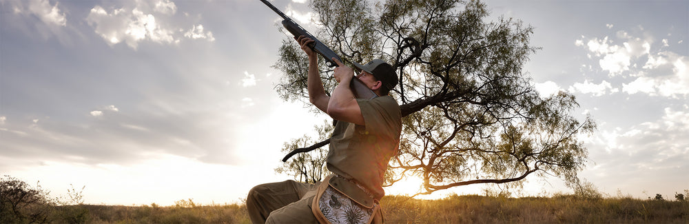 man dove hunting wearing gameguard bird belt in the outdoors