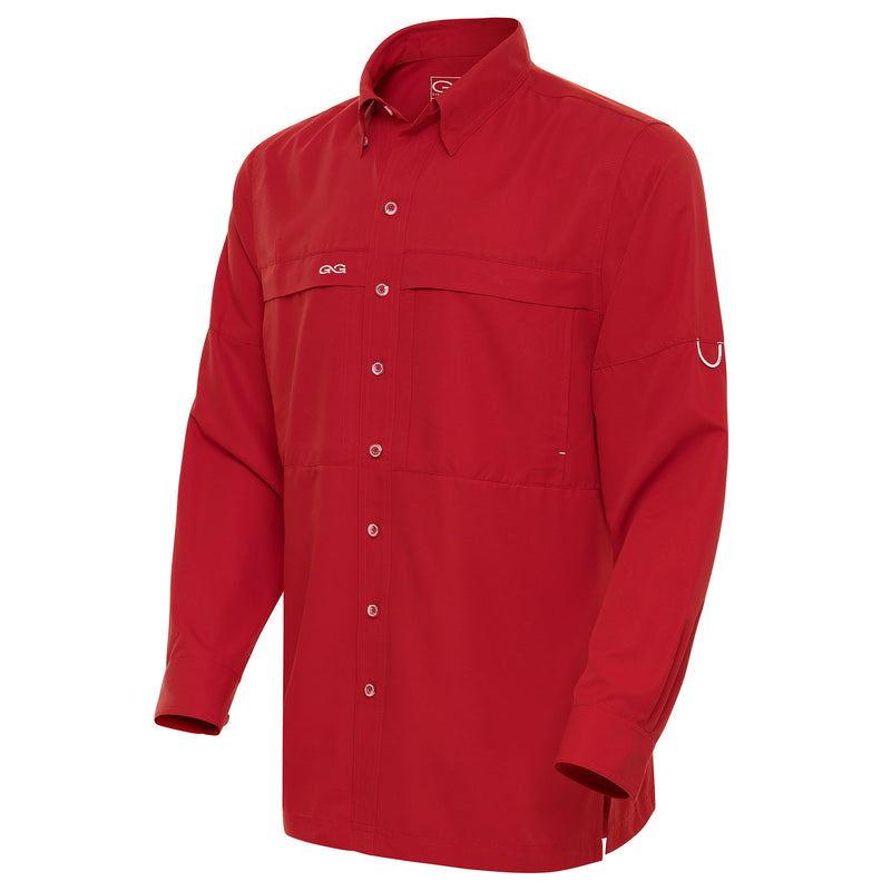 Cargue la imagen en el visor de la galería, Crimson MicroFiber Shirt | Long Sleeve - GameGuard  long sleeve fishing shirt mens
