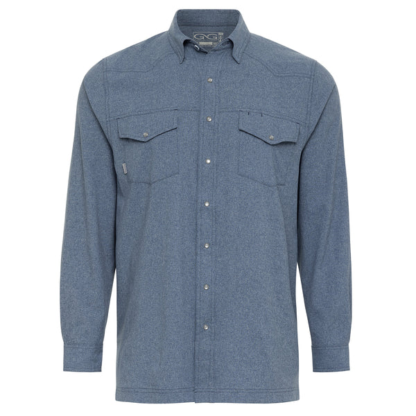 Deep Water Pearl Snap Shirt | Long Sleeve-GameGuard
