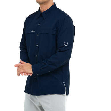 Long sleeve GameGuard Deep Water Classic MicroFiber Shirt, combining performance and style for outdoor pursuits.  long sleeve fishing shirt mens