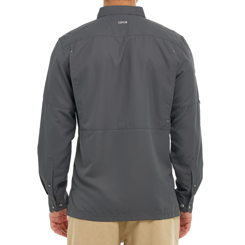 Load image into Gallery viewer, Back view of the grey color gunmetal microfiber shirt
