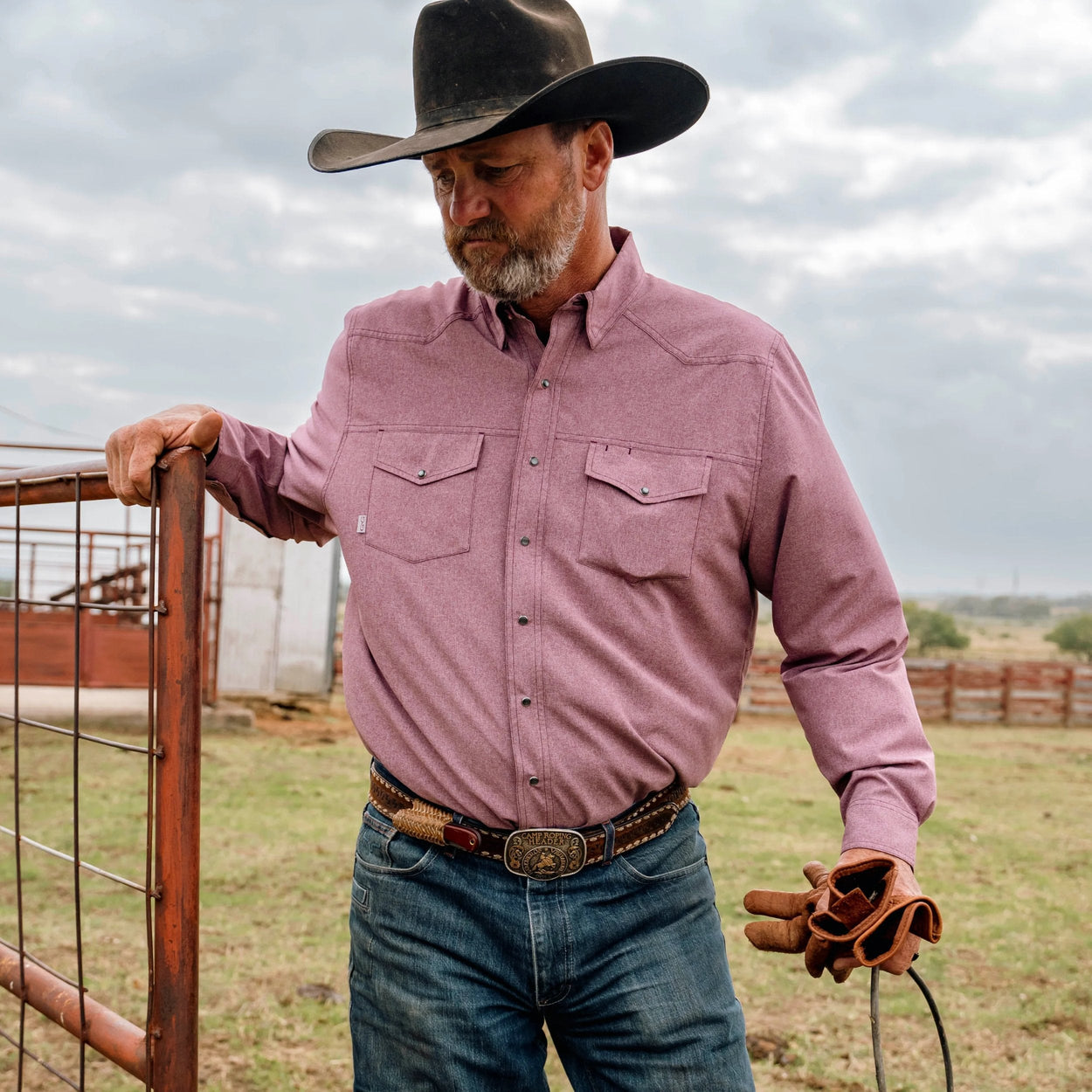 Maroon Pearl Snap Shirt | Long Sleeve - GameGuard