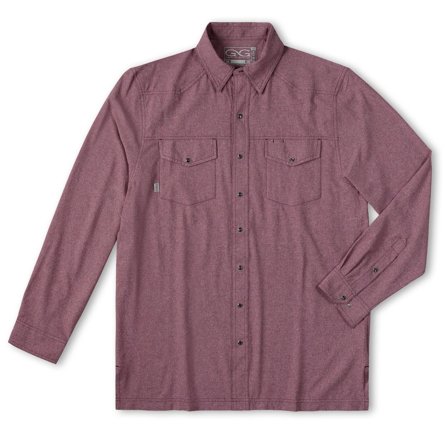 Maroon Pearl Snap Shirt | Long Sleeve