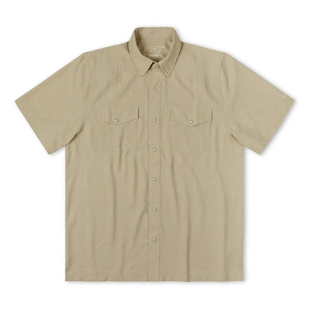Khaki Pearl Snap Shirt | Durable Outdoor Western Wear – GameGuard